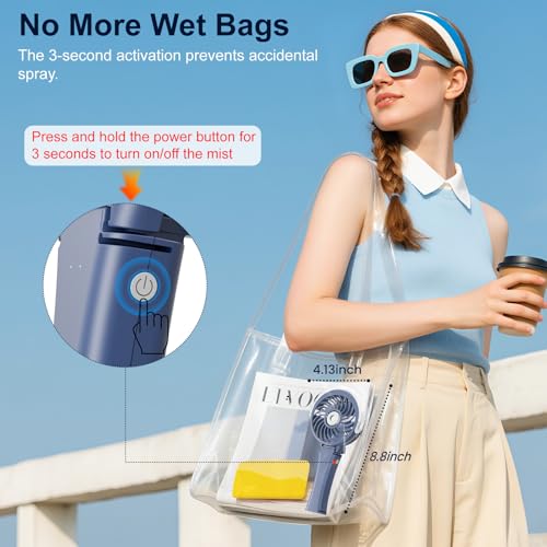HandFan Upgraded Portable Handheld Misting Fan, Rechargeable Personal Mister Fan, Spray Water Mist Fans, Mini Cooling Hand Fans for Summer Beach Travel Concerts, Gifts for Women(Royal Blue) - color: Royal Blue, style: HF318C