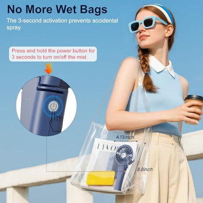 HandFan Upgraded Portable Handheld Misting Fan, Rechargeable Personal Mister Fan, Spray Water Mist Fans, Mini Cooling Hand Fans for Summer Beach Travel Concerts, Gifts for Women(Royal Blue) - color: Royal Blue, style: HF318C