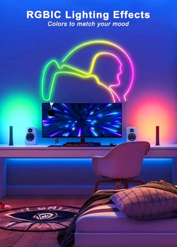 9.8FT Neon Rope Lights,Flexible RGB+IC LED Strip Lights,Remote Control,Multiple Modes,for Living Room,Bedroom,Holiday Decoration - size: RGBIC-3M
