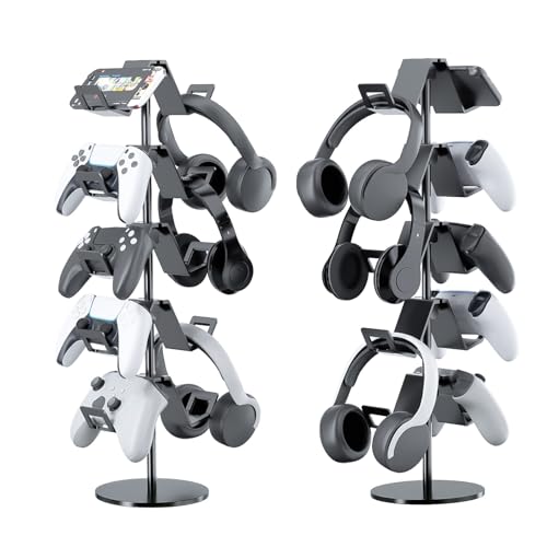 Controller Stand,5 Tier Headphone Holder for Classroom | Universal Compatibility,Holds 10 Controllers or 2 Headsets + 5 Controllers,Sturdy build,Space-Saving Organizer,For Gamer