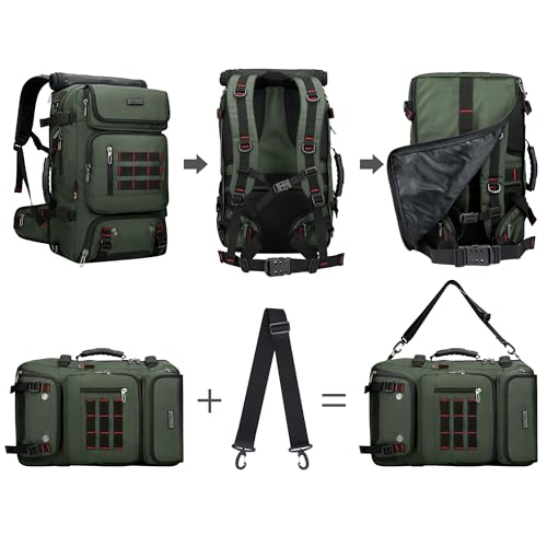 WITZMAN Carry on Travel Backpack for Men Airline Approved Fits 16" Laptop | Nylon 3 in 1 Luggage Duffle Bag with USB Charging Port, Shoe Compartment, For Weekend Getaway, Overnight Trip, B682 Green - color: 02.army Green