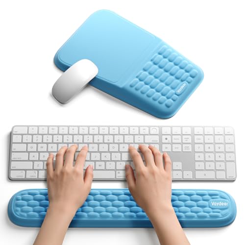 2-in-1 Keyboard & Mouse Wrist Rest Set – Ergonomic Pain-Relief Support, Memory Foam Wrist Cushion with 8° Slope & Massage Nubs, Non-Slip PU Base, Relieves Wrist Pain & Carpal Tunnel from Long Typing - color: Blue