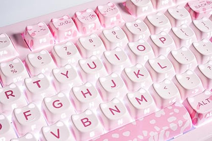 ZORNHER ZH980 Cat Mechanical Keyboard,95% Pink Creamy Keyboard with Number Pad,Cute Kawaii Mao Glowing Kitty Ear Keycaps,Creamy Sounding Linear Switches,Hot-Swappable,RGB Backlit - color: Sakura Paws, size: Creamy Switch