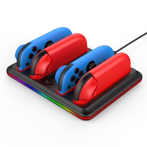 for Nintendo Switch 2 Joy-Cons Controller Fast Charging Dock, 4 in 1 Magnetic Design Fast Charging Stand Station with RGB Indicators for Nintendo Switch 2 Accessories