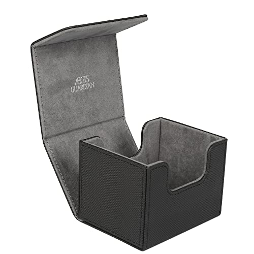 AEGIS GUARDIAN Card Deck Box for MTG, Commander Deck Box Hold 120+ Sleeved Cards, Leather Strong Magnet Card Deck Case Holder for Magic Cards TCG CCG, Black - color: 2-1