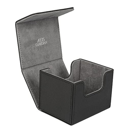 AEGIS GUARDIAN Card Deck Box for MTG, Commander Deck Box Hold 120+ Sleeved Cards, Leather Strong Magnet Card Deck Case Holder for Magic Cards TCG CCG, Black - color: 2-1
