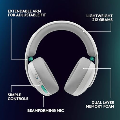 Logitech G325 Lightspeed Wireless Gaming Headset - White | All-Day Comfort, Built-in Mic with Noise Reduction, 24-Bit Audio, 24+ Hr Battery Life, for PC, PlayStation, Switch, Mobile - color: White