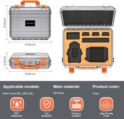 Hard Case for DJI Mini 3 Pro/3/Mini 4 Pro, Waterproof Pressure Resistant Carrying Case Accessories - Fits Latest for DJI RC 2/RC (Only Case) | Waterproof Carrying Case for DJI Mini 3 Fly More Combo, Batteries, Accessories, for DJI RC 2/RC/RC-N1/N2 (Case O