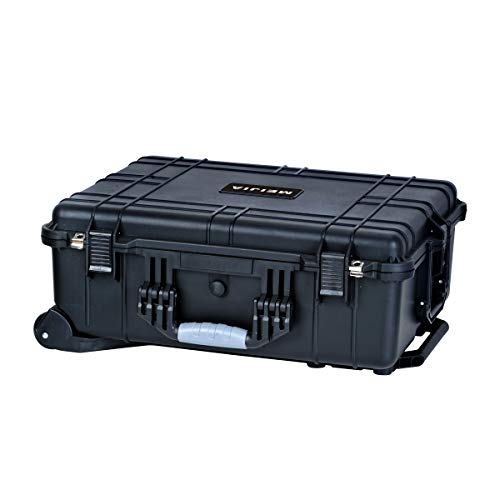 MEIJIA Portable Waterproof Protective Case, Hard Camera Case With Retractable Pull Handle And Rolling Wheels, Customizable Fit Foam Inserted, Elegant Black, 24.25 X19.41 X9.76 inche - size: 24.25 X19.41 X9.76 inches
