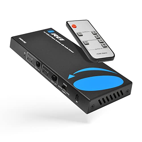 OREI 2x2 HDMI Matrix Switch 4K@60Hz with Audio Extraction, IR Remote, EDID | HDMI Matrix 2x2, HDMI Matrix Switch – 18Gbps, HDR, Dolby TrueHD, DTS-HD, optical & analog PCM 2.0 audio - size: 2x2 Matrix