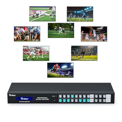 1U Rackmount 8x8 HDMI Matrix Switch - 4K@30Hz with Downscale, 3.5mm Audio De-embedding, RS232 & LAN Control, EDID & HDCP Support, Web GUI, IR Remote - size: 8 in 8 out