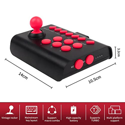 RALAN Mini Arcade Fight Stick, Street Fighter Arcade Game Fighting Joystick with Turbo & Macro Functions Compatible with PS3/PS4/ Nintendo Switch/PC Windows/Steam