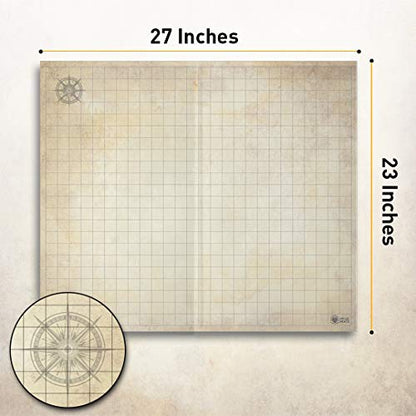 Melee Mats DND Map Starter Set - 23” x 27" Double Sided, Wet & Dry Erase Battle Terrain Grid for Dungeons and Dragons - Tabletop Board Gaming Kit with Accessories