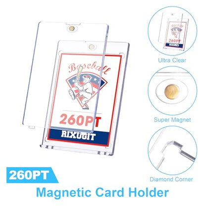 10 Pack 260pt Magnetic One Touch Trading Card Holders | UV Protection, Crystal-Clear Display, Secure Magnetic Closure, Easy Card Access, Ideal for Collection, Display, and Storage - size: 10ct 260PT Card Holder
