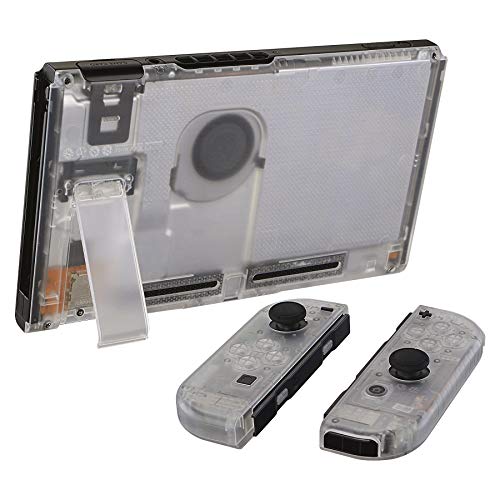 eXtremeRate DIY Replacement Shell Buttons for Nintendo Switch, Back Plate for Switch Console, Housing with Full Set Buttons for Joycon Handheld Controller - Transparent Clear [No Electronics Parts] - color: Clear