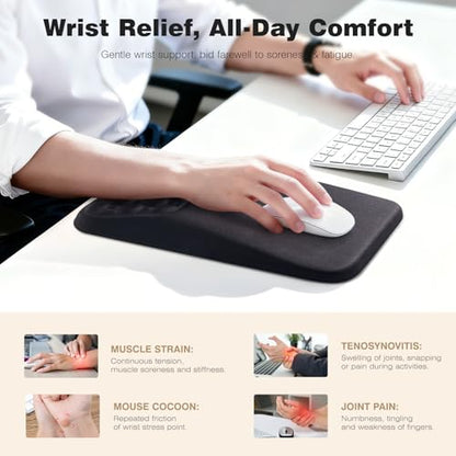 Ospelelf Mouse Pad with Wrist Rest Black Ergonomic Comfortable Pain Relief Mousepad Wrist Support for Laptop Computer - color: Black