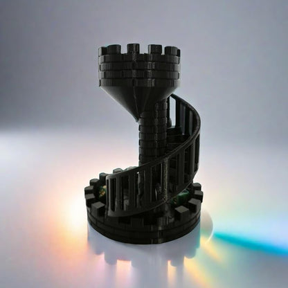 Dice Spiral Staircase Castle Dice Tower Dungeons and Dragons RPG Tabletop Roleplaying Game Jail D&D (Random 7PCS D20 Dice Set Included) Black