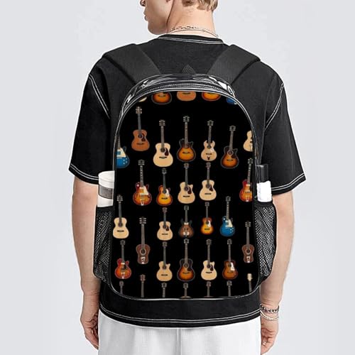 Heavy Duty Transparent Clear Backpack for Stadium Concert Travel | Heavy Duty, Guitar Musical, See Through Daypack - color: Pattern (511)