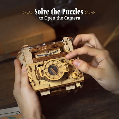iDventure Cluebox PRO Sherlock's Camera, Escape Room Puzzle Box for Adults | Detective-themed Brain Teaser, Clever Mechanisms, Secret Chamber, Smart Gift for Men and Puzzle Lovers, 3D Mind Puzzle, Wood - color: Camera of Sherlock Holmes