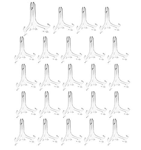 Artliving 4 Inch Acrylic Card Display Stands, Small Plastic Easels and Stand/Plate Holders for Displaying Pictures, Plates, or Cards at Weddings, Home Decor, or Birthdays (Clear, 24 Pack) - color: White, size: 4inch(24piece)