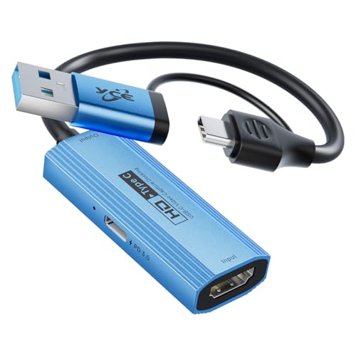 Video Capture Card with 100W PD Fast Charging, 4K 60Hz Input to 1080P 60FPS, HDMI to USB C/A, Best for Switch2/1 Steam Deck PS5 iPad & Quest 3, Pro OBS Streaming