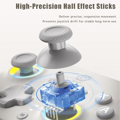 PeriphX Wireless PC Controller with 1000Hz Polling Rate, Switchable Hall and Tactile Triggers（Long/Short Travel Triggers）, Hall Joysticks, Turbo, Macro, RGB Lighting, 2.4G Bluetooth Wired, Compatible with Windows PC/ Switch1,2/Steam Deck/Android/iOS