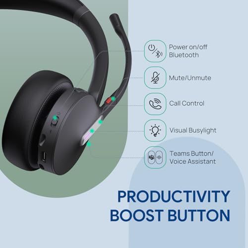 Yealink WH64 Mono DECT & Bluetooth Wireless Headset for Phone PC Mobile | Teams & Zoom Certified, 606ft Range Work Headphone, 3X Noise Canceling Mic, 26H Talk Time, Busylight for Office Call Center - style: WH64 Mono-UC