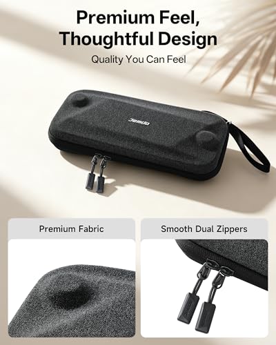 JEMDO Portable Slim Carrying Case for Switch 2, Hard Shell Travel Case | Shockproof EVA Shell with Soft Interior, 12 Game Slots, Dual Zippers, Adjustable Strap, 6 Thumb Grips - color: Black