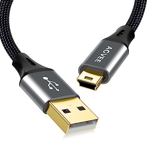 AGVEE 2 Pack 1ft Mini USB Cable, Durable USB-A to Mini-B Data and Charger | For TI-84 Calculator, Garmin GPS, Go-Pro Hero 4 3 2 HD, PS3 Controller, Canon Nikon Camera, Blue Yeti Microphone, - color: Dark Gray, size: 1ft+1ft