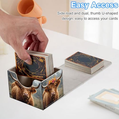 Cow with Flowers Deck Box for MTG Commander | Holds 100+ Double-Sleeved Cards | Strong Magnetic TCG Card Case for Collectible Games - color: Cow with Flowers