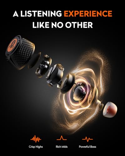 GravaStar Sirius Plus True Wireless Earbuds, Bluetooth 5.3 Active Noise Cancellation ANC Headphones, 28H Playtime, ENC Clear Call, Customization App, IPX4 for Sports/Work -Black - color: Black
