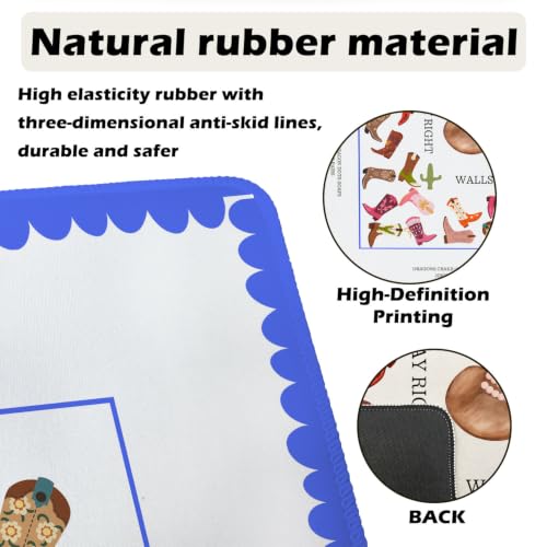 Western Cowboy Mahjong Mats - Western Cowgirl Hat Boots Gaming Mat | Non-Slip Noise Reduction Gaming Mat, Tablecloth for Card Poker Dominoes Dice and Board Games 31.5x31.5 inch