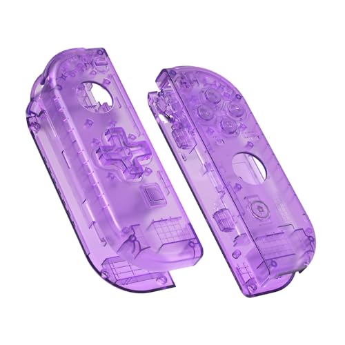eXtremeRate Clear Atomic Purple Joycon Handheld Controller Housing (D-Pad Version) with Full Buttons, DIY Replacement Shell Case for Nintendo Switch & Switch OLED Joy-Con – Console Shell NOT Included - color: Clear Atomic Purple