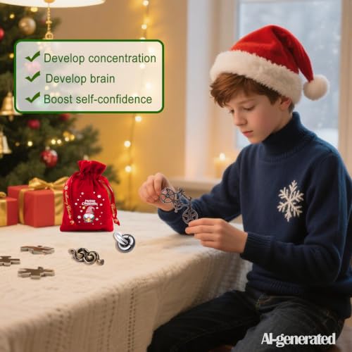 20 PCS Brain Teaser Puzzles – Mind Puzzles for Adults & Kids, Challenging Metal Puzzles for Logic & Focus, Fun Family, Perfect for Christmas Stocking Stuffers - style: 20PCS Metal+Wood Puzzles