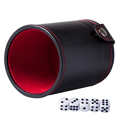 KESYOO Leather Double-Layer Dice Cup Set for Game Supplies PU Leather Storage Container Dices for Bar and KTV Fun