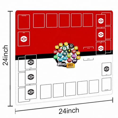 Playmat for Trading Card Game – 2-Player Trainer Mat with 37 Damage Counters and Professional Storage Bag - color: New Damage Counters