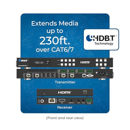 OREI HDBaseT 4x4 Matrix Extender HDMI 230ft 4K60Hz HDR EDID RS-232 TCP/IP | HDMI Matrix Switch Extender, 4x4 HDMI Extender Matrix 4K – HDMI 2.0, HDCP 2.2, Dolby TrueHD, DTS-HD MA - size: 4x4 - Up to 230 Ft