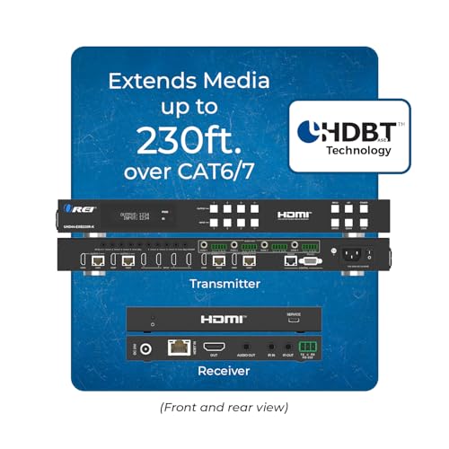 OREI HDBaseT 4x4 Matrix Extender HDMI 230ft 4K60Hz HDR EDID RS-232 TCP/IP | HDMI Matrix Switch Extender, 4x4 HDMI Extender Matrix 4K – HDMI 2.0, HDCP 2.2, Dolby TrueHD, DTS-HD MA - size: 4x4 - Up to 230 Ft