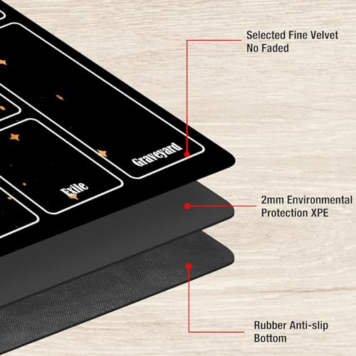 MTG Playmat with Zones, TCG Card Game Play Mat with Stitched Edges, Non-Slip Rubber Base Gaming Desk Mat, Smooth Surface 24 x 14 Inch, Halloween Ghost Candles - color: Halloween Ghost Candles, size: Zone 1