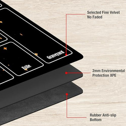 MTG Playmat with Zones, TCG Card Game Play Mat with Stitched Edges, Non-Slip Rubber Base Gaming Desk Mat, Smooth Surface 24 x 14 Inch, Halloween Ghost Candles - color: Halloween Ghost Candles, size: Zone 1