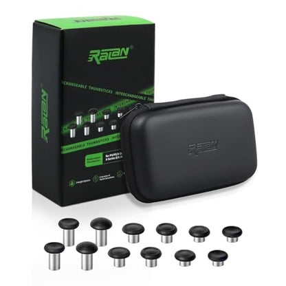 RALAN Replacement Interchangeable Thumbsticks Joysticks Repair Kit for Xbox One, Xbox Series X/S, PS4/PS5/NS Pro Controllers, 3 Height Plastic Base, 5 Grip Designs (Black) - color: Black