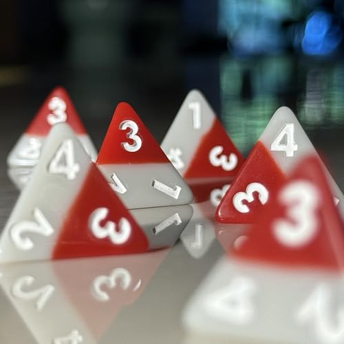 Modiphius Entertainment: Triangle Agency Dice Set (6d4) - 6 Piece, Red & Grey Resin Pyramid Die, Expansion RPG Accessory Pack, Roleplaying Game
