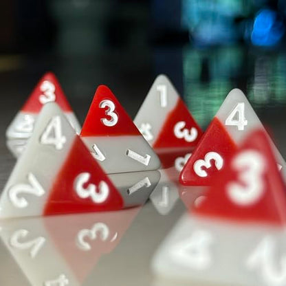 Modiphius Entertainment: Triangle Agency Dice Set (6d4) - 6 Piece, Red & Grey Resin Pyramid Die, Expansion RPG Accessory Pack, Roleplaying Game