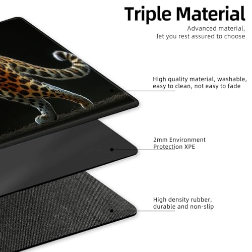 for MTG Playmat TCG Card Game Mat with Stitched Edges,Board Game Mats Non-Slip Waterproof Rubber Base 24 x 14 inch for CCG RPG DTCG Trading Card,Leopard Print Pattern - color: Leopard Print Pattern