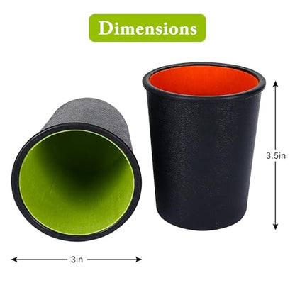 Offelec 6 Pack PU Leather Dice Cups Set with 30 Color Matched Dice, Felt Lined Quiet Shakers for Dice Games Like Bluffing Games, Perfect for Poker Nights & Bar Party Game