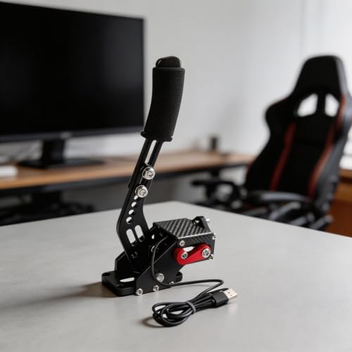 Aikeec 64Bit PC USB Handbrake For PC Racing And Drifting Games, Compatible With For Logitech G27 G29 G920 And For Thrustmaster T500 T3000 Steering Wheels, Aluminum Alloy Construction, Black - size: Black