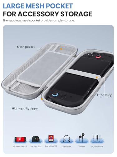 i-Blason Carrying Case for Nintendo Switch 2/Switch 1/OLED, Gray | Waterproof, Hard Shell, Large Capacity, 12 Game Card Slots - color: Gray