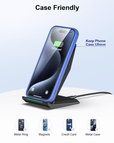 Fast Wireless Charger, [2 Pack] NANAMI Wireless Charging Stand Compatible with iPhone 17/17 Air/17 Pro/17 Pro Max/16/15/14/13, Desktop Nightstand Phone Charger Dock for Galaxy S26/S26+/S25/S24/S23/S22 - color: Black/Black