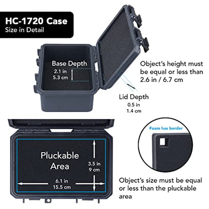 Lykus HC-1720 Mini Hard Case Dry Box with Foam Insert, Interior Size 6.5x3.9x2.7 in, IP66 Splash-Proof, Suitable for Cellphones, Tools, Small Devices and More - style: Int. Size: 6.5x3.9x2.7 in
