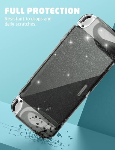 Mumba Case for Nintendo Switch OLED 2021, [Thunderbolt Series] Protective Clear Cover with TPU Grip Compatible with Nintendo New Switch OLED 7 Inch Console and Joy-Con Controller (Shadow) - color: Shadow